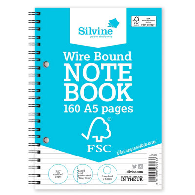 Silvine A5 Fsc Certified Wirebound Notebook 160 Pages from B&Q