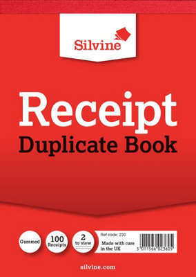 Silvo Silvine Duplicate Receipt BookCheque Book Style40 Receipts Per Book,red,80 X 202mm from B&Q