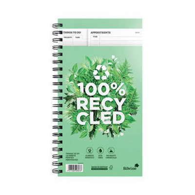 Silvine Twin Wire Recycled Things To Do Notebook 120 Pages 280X150mm from B&Q