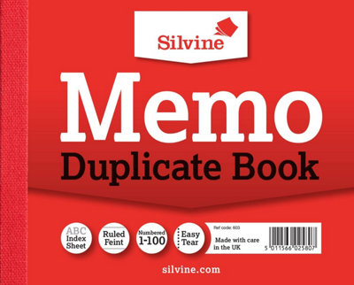 B&Q -  Duplicate Book Memo Ruled Feint 1-100 105.5 X 125.5mm Ref 603