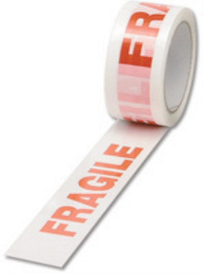 Ambassador Printed Fragile Polypropylene Tape White/red50mm X 66M Excellent Adhesion from B&Q