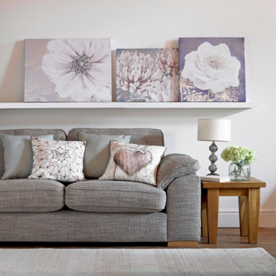 B&Q -  Grey Bloom Printed Canvas Floral Wall Art