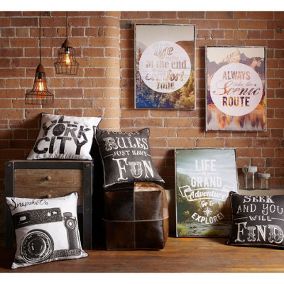 B&Q -  Life Begins Forest Scene Inspirational Saying Typograph Printed Canvas