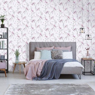 Superfresco Easy Songbird Tree & Butterfly Wallpaper Lilac