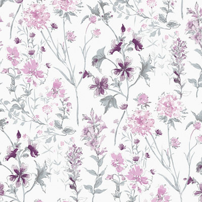 Laura Ashley Pale Iris Wild Meadow Smooth Wallpaper from B&Q