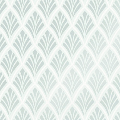 Laura Ashley Florin Duck Egg Geometric Smooth Wallpaper from B&Q