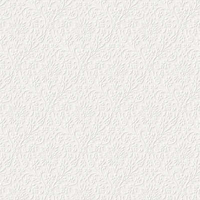 Laura Ashley Annecy White Damask Smooth Wallpaper from B&Q