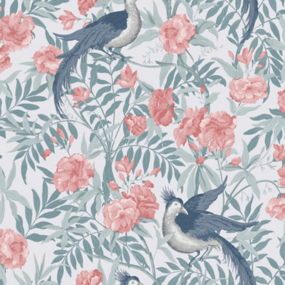 Laura Ashley Osterley Rosewood Floral Smooth Wallpaper from B&Q