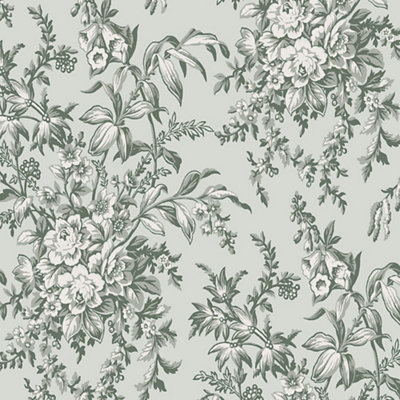 Laura Ashley Picardie Sage Floral Smooth Wallpaper from B&Q