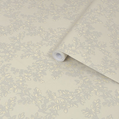 Laura Ashley Burnham Dove Grey Trail Smooth Wallpaper from B&Q