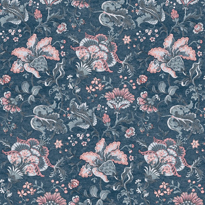 Laura Ashley Portia Dark Seaspray Floral Smooth Wallpaper from B&Q