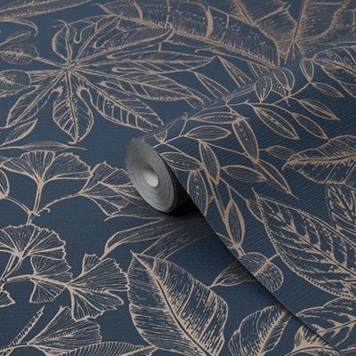 Boutique Paradise Blue Smooth Wallpaper Sample from B&Q