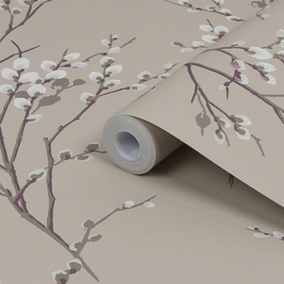 Laura Ashley Willow Neutral Floral Smooth Wallpaper Sample from B&Q