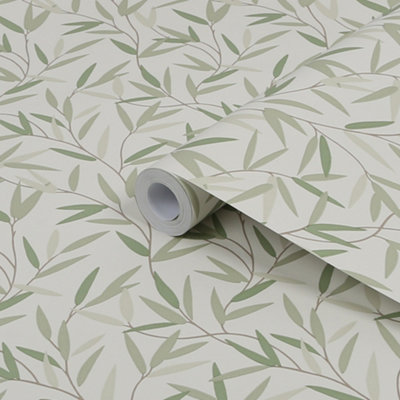 Laura Ashley Willow Hedgerow Leaf Smooth Wallpaper Sample from B&Q