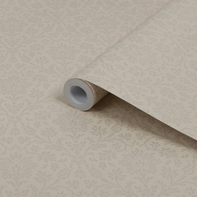 Laura Ashley Annecy Linen Damask Smooth Wallpaper Sample from B&Q