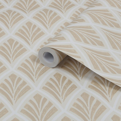 Laura Ashley Florin Gold Effect Geometric Smooth Wallpaper Sample from B&Q