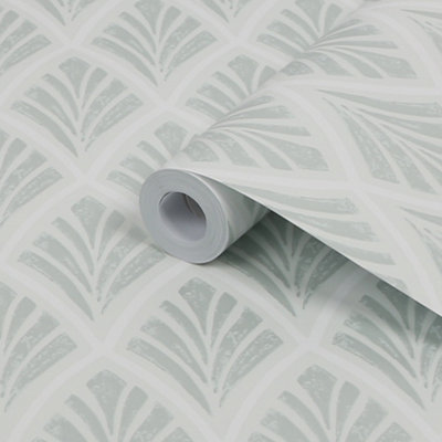 Laura Ashley Florin Duck Egg Geometric Smooth Wallpaper Sample from B&Q