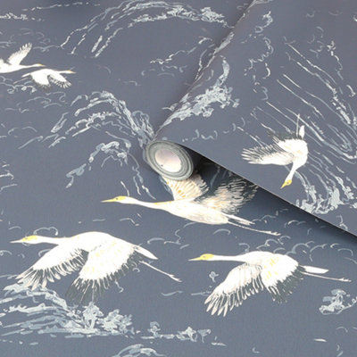 Laura Ashley Animalia Midnight Animal Smooth Wallpaper Sample from B&Q