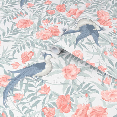 Laura Ashley Osterley Rosewood Floral Smooth Wallpaper Sample from B&Q