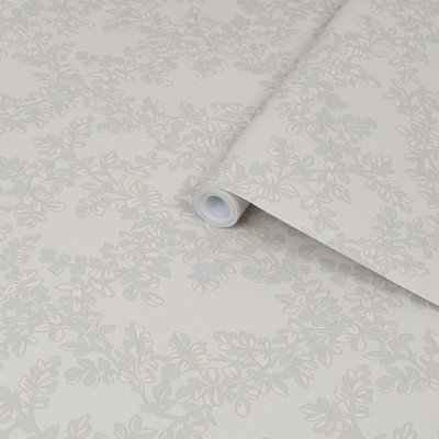 Laura Ashley Burnham Dove Grey Trail Smooth Wallpaper Sample from B&Q