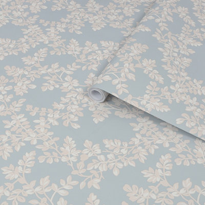 Laura Ashley Burnham Pale Seaspray Trail Smooth Wallpaper Sample from B&Q