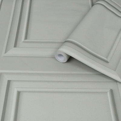 Laura Ashley Redbrook Sage Wood Effect Smooth Wallpaper Sample from B&Q