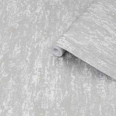 Laura Ashley Whinfell Silver Metallic Effect Industrial Smooth Wallpaper Sample from B&Q