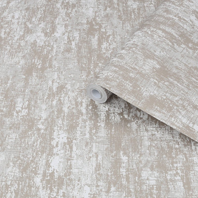 Laura Ashley Whinfell Champagne Metallic Effect Industrial Smooth Wallpaper Sample from B&Q