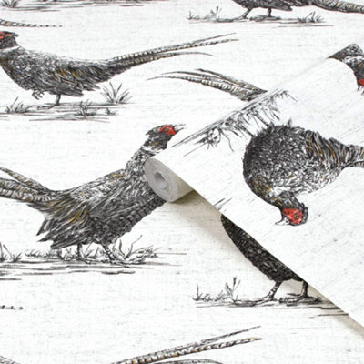 Contour Multicolour Pheasant Smooth Wallpaper from B&Q
