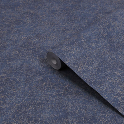 Boutique Blue Metallic Effect Textured Wallpaper from B&Q