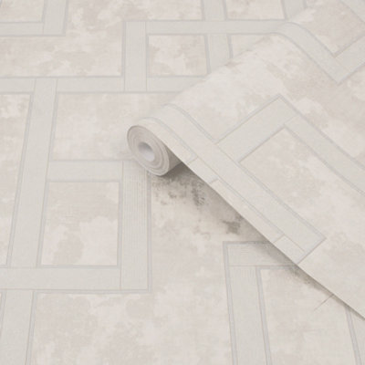 Boutique Beige Metallic Effect Geometric Textured Wallpaper from B&Q