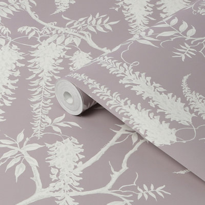 Next Wisteria Trails Mauve Smooth Wallpaper from B&Q