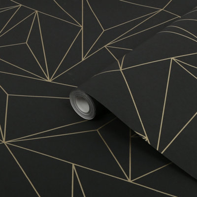 Next Scatter Geo Black Metallic Effect Smooth Wallpaper from B&Q