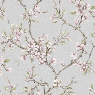 Boutique Eliza Blush Smooth Wallpaper Sample from B&Q