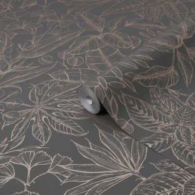 Boutique Paradise Brown Smooth Wallpaper Sample from B&Q