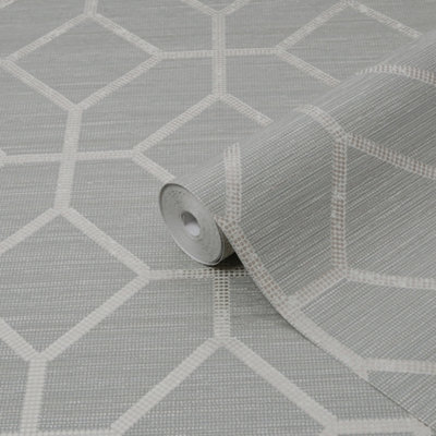B&Q -  Asscher Geo Sage Smooth Wallpaper Sample