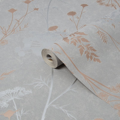 Superfresco Cow Parsley Rose Smooth Wallpaper Sample Gold