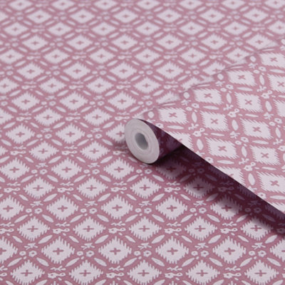Laura Ashley Whitebrook Purple Motif Smooth Wallpaper Sample from B&Q