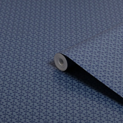Laura Ashley Seaham Blue Motif Smooth Wallpaper Sample from B&Q