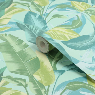 Envy Leaf It Out Midnight Tropical Smooth Wallpaper from B&Q