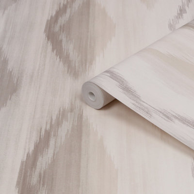 Next Abstract Ikat Neutral Smooth Wallpaper Sample from B&Q