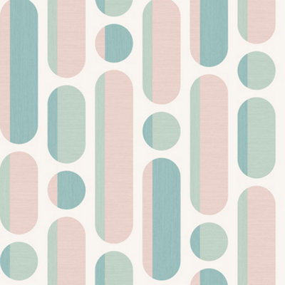 Envy Morse Rose & Sage Geometric Smooth Wallpaper Sample from B&Q