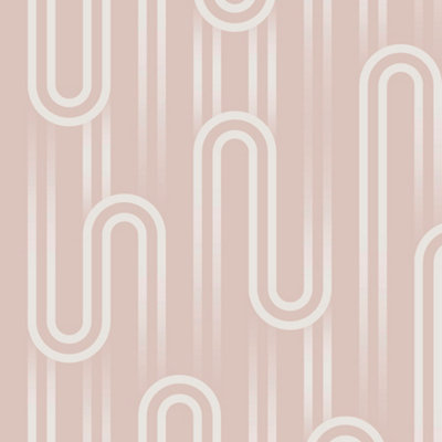 Envy Ups N Downs Peach Geometric Smooth Wallpaper Sample from B&Q
