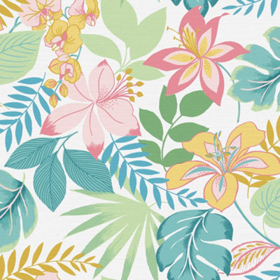 Envy So Exotic Day Floral Smooth Wallpaper Sample from B&Q