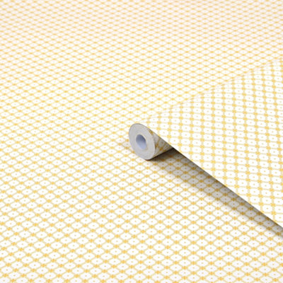 Laura Ashley Wickerwork Ochre Motif Smooth Wallpaper from B&Q