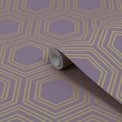 Next Honeycomb Geo Mauve Smooth Wallpaper from B&Q