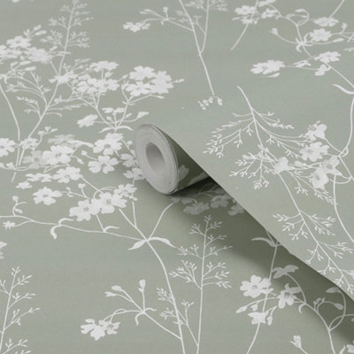 Next Leaf Sage Smooth Wallpaper from B&Q