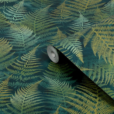 B&Q -  Woodland Fern Emerald Smooth Wallpaper