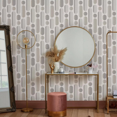 Envy Morse Neutrals Grey Geometric Wallpaper from B&Q