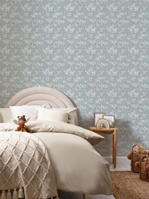 Next: Next Duck Egg Calm Ditsy Floral Wallpaper